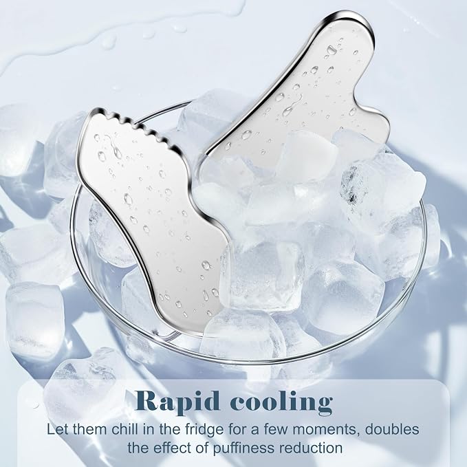 MoHern 2 Pcs Stainless Steel Gua Sha Tool, Gua Sha Facial Tools, Durable GuaSha - Image 3