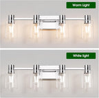 4-Light Modern Vanity Light Fixtures Over Mirror, Chrome Bathroom Light Fixtures - Image 4
