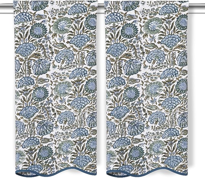 Ridhi Asparagus Green Hand Block Print Waffle Scallope Cotton Bath Towel Set of by Ridhi