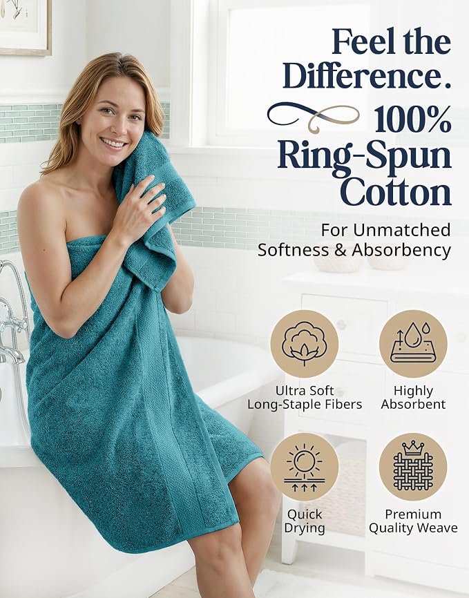 LANE LINEN Luxury Cotton Bath Towel Set of 16 - Image 2