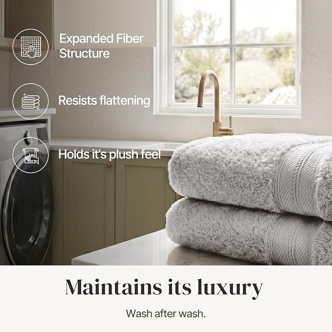 Modern Threads - Spun Loft 6-Piece 100% Combed Cotton Towel Set - Bath Towels - Image 6