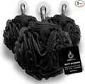 Large Black Bath Sponge, Gentle Exfoliation Mesh Sponges, Long Lasting Loofah by PureBody