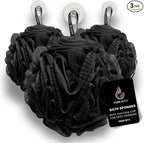 Large Black Bath Sponge, Gentle Exfoliation Mesh Sponges, Long Lasting Loofah by PureBody