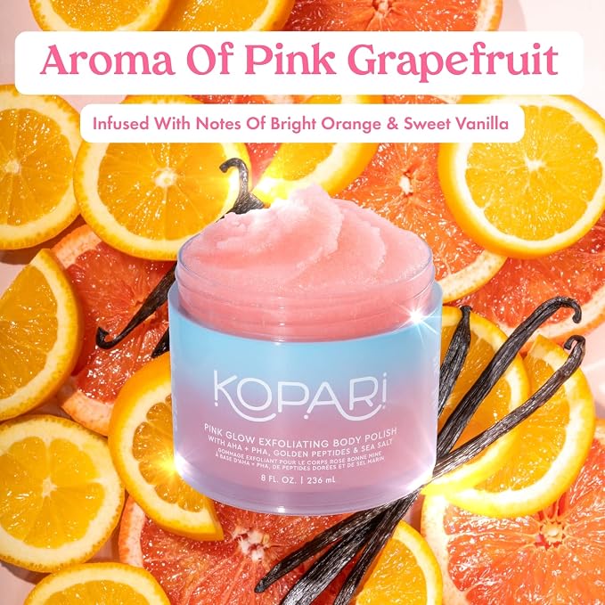 Kopari Pink Glow Exfoliating Body Polish, AHA Vegan Body Scrub - Image 4
