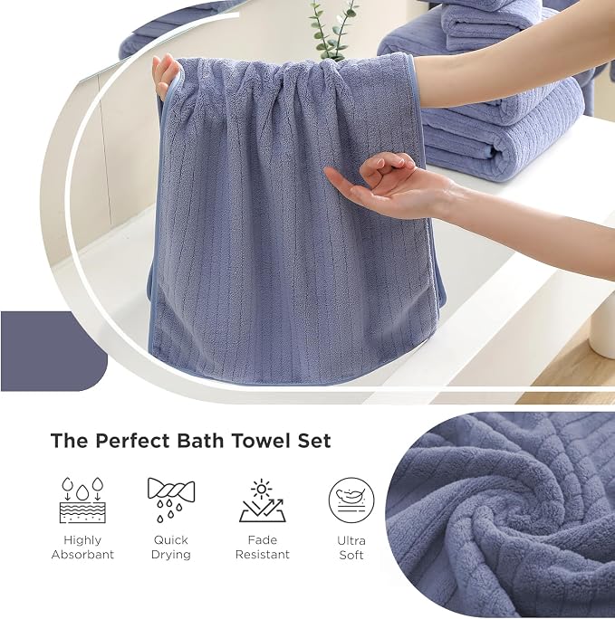 18 Piece Family Bath Towel Set Include 6 Bath Towels, 6 Hand Towels and 6 - Image 6