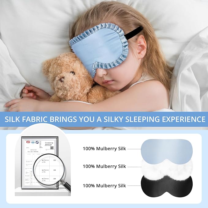 Kids Sleep Mask, 100% Real Mulberry Silk Eye Mask, Sleeping Mask - Image 2