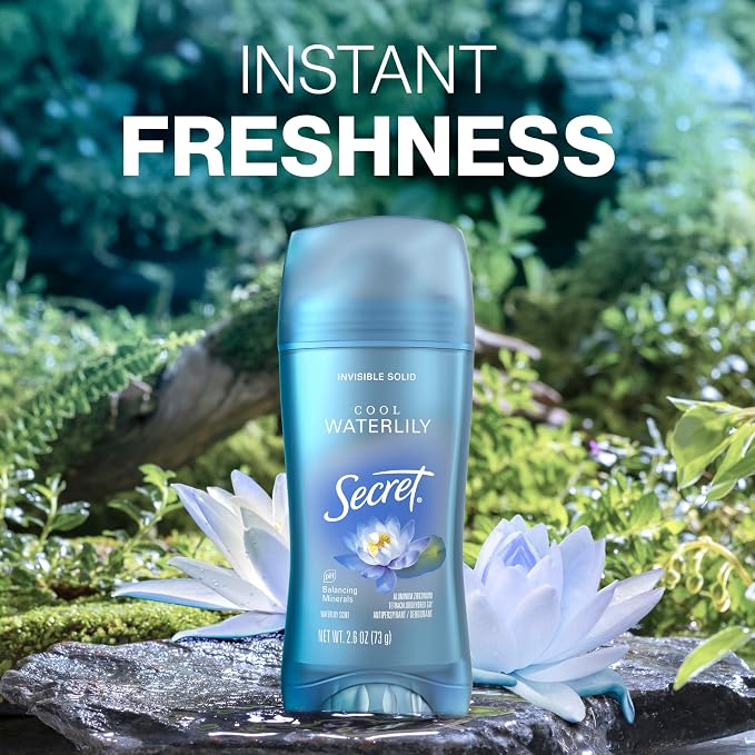 Secret Invisible Solid Antiperspirant and Deodorant, Waterlily Scent, 2.6 oz - Image 4