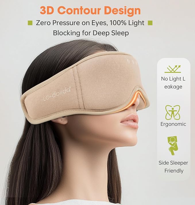 Sleep Mask with Headphones Bluetooth 5.4, LC-dolida Wireless Music Eye Mask - Image 3