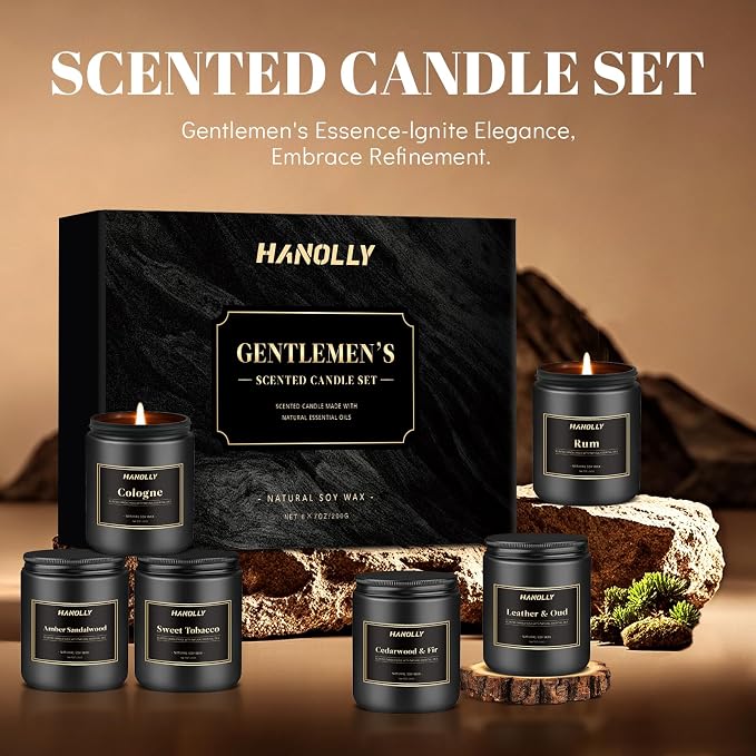 Mens Scented Candle Gift Set, 6 Pack Candles - Image 6