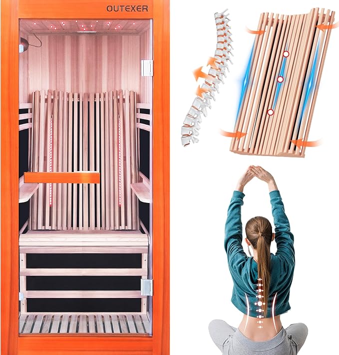OUTEXER Infrared Sauna 1495W Wooden Saunas Spa Room Pacific Clear Cedar Wood - Image 2