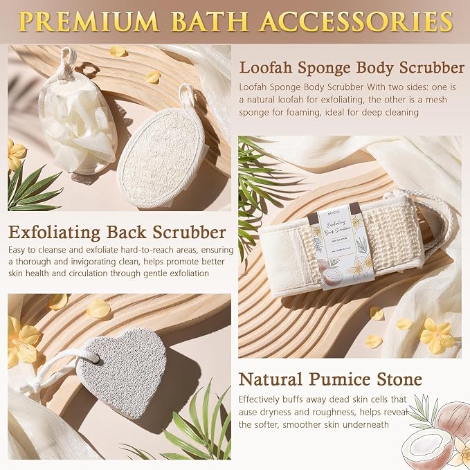 Mothers Day Birthday Gifts for Women, Vanilla Coconut Relaxing Spa Gift Baskets - Image 6