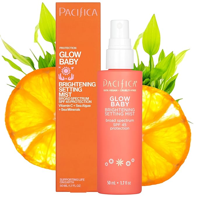 Pacifica Setting Spray Glow Baby Brightening Mist, Broad Spectrum SPF 45 by PacificaBeauty
