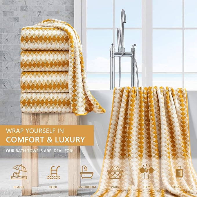 4 Piece Bath Towel Set Oversized Bath Sheet 35"x70" Bathroom Towel Extra Large - Image 2