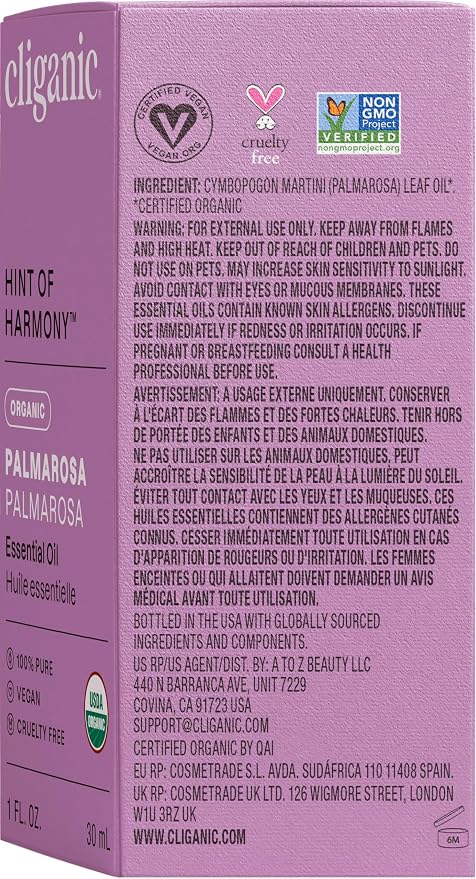 Cliganic USDA Organic Palmarosa Essential Oil, 1oz - Image 9
