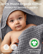 Yoofoss Hooded Baby Towels for Newborn 2 Pack 100% Muslin Organic Cotton Baby - Image 2