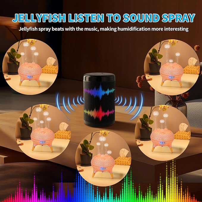 BOHOFAM Jellyfish Essential Oil Diffuser 250ML, Aroma Diffuser Hears Sound to - Image 2