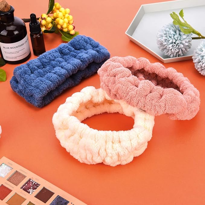 Chuangdi 3 Pieces Spa Headband for Women Facial Makeup Headband Soft Terry - Image 5