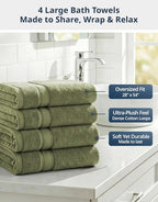 Lane Linen 100% Cotton 4 Pack Bath Towels - Image 3