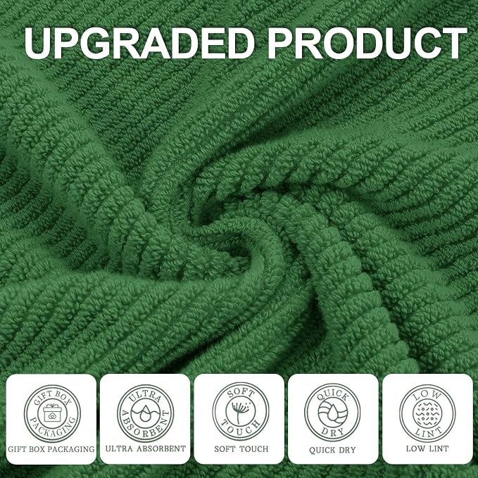 VOOVA & MOVAS Hunter Green Bath Towels, Bath Towels Set of 4, Large 30"x56" - Image 2
