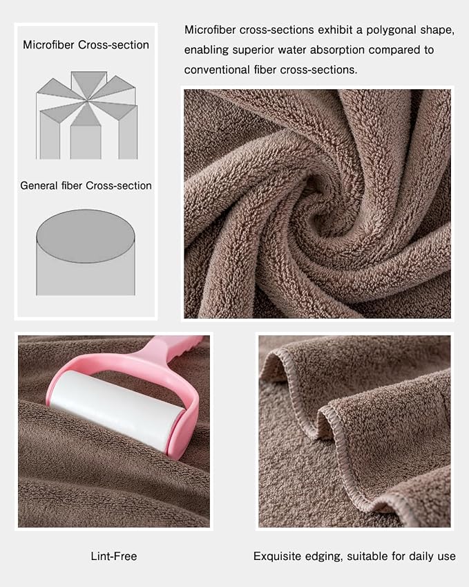 sakano 4-Piece Bath Towel Set, Quick-Dry Absorbent Lint Free & Launder Soft - Image 3