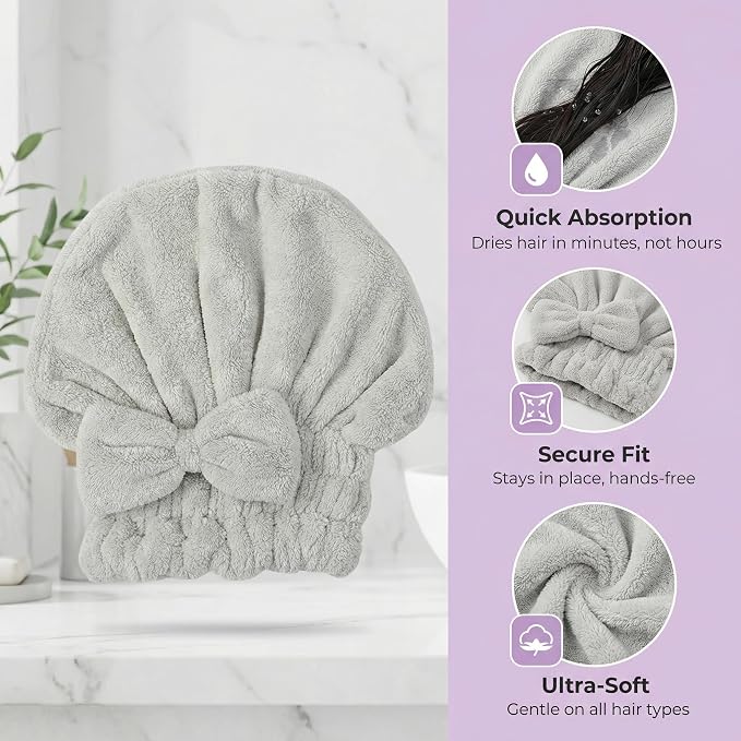 Microfiber Hair Drying Cap, Super Absorbent Hair Turban - Image 6