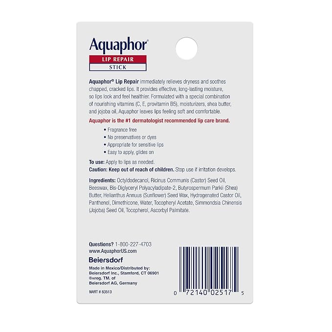 Aquaphor Lip Repair Stick, Moisturizing Lip Balm Pack, Relieves Dryness - Image 11
