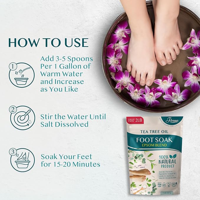 Foot Soak Epsom Salt with Tea Tree Oil 2 LB - Image 5