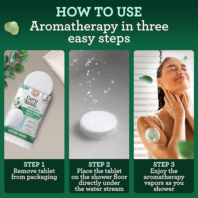 GuruNanda Eucalyptus Vapor Shower Tablets, Clean-Dissolving Aromatherapy Shower - Image 6