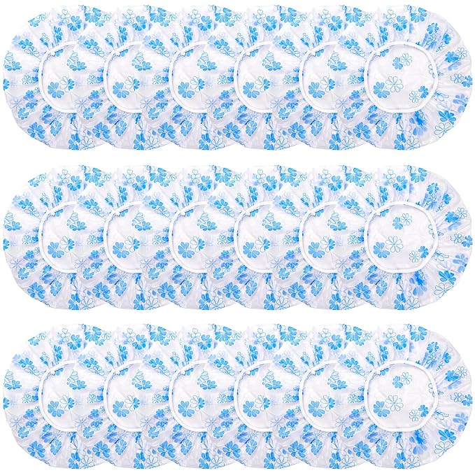 18Pcs Plastic Shower Caps for Women Waterproof Bath Caps Bathing Hair Cap by ZGQHZR