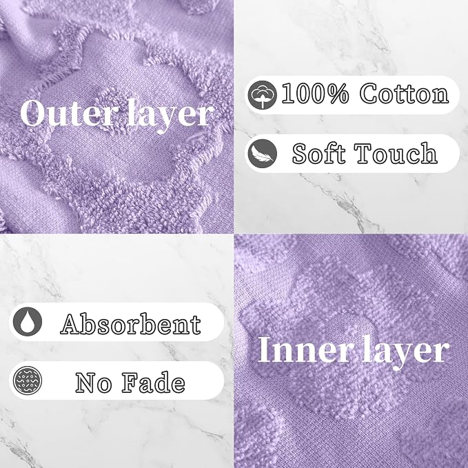 VOOVA & MOVAS 6-Pack Shower Wash Cloth, 100% Cotton Soft Absorbent Bath Mitts - Image 2
