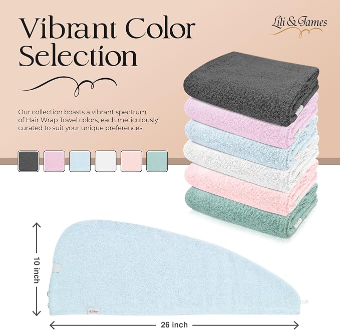 Lili&James 100% Cotton Hair Towel Wrap - Image 2