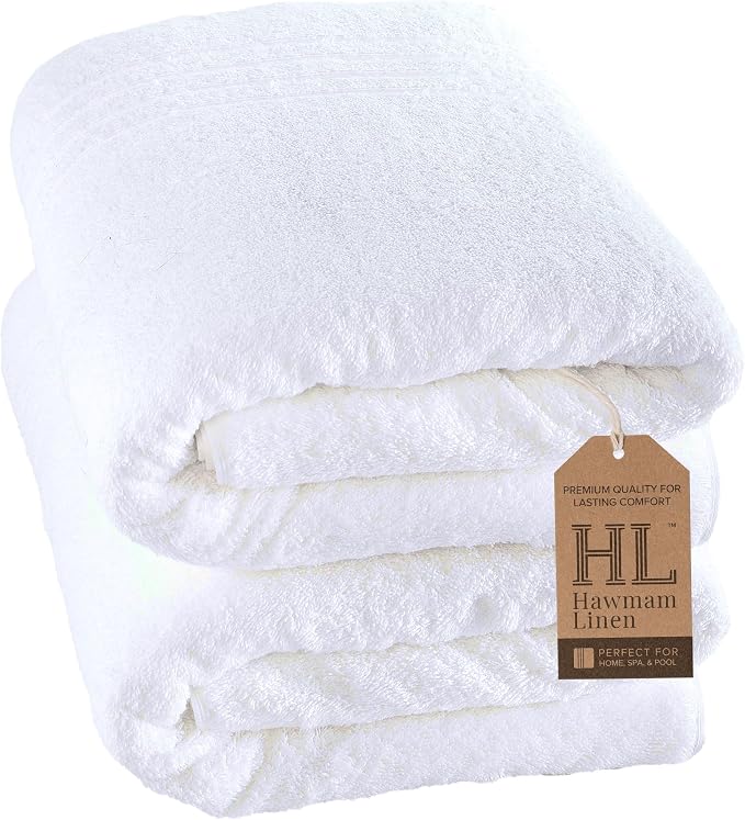 Hammam Linen Jumbo Large Bath Sheets Towels 2-Pack 35 x 70 Inches Soft and by HawmamLinen