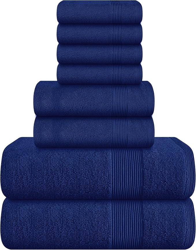 Belizzi Home 8 Piece Towel Set 100% Ring Spun Cotton, 2 Bath Towels 27x54 by Unknown