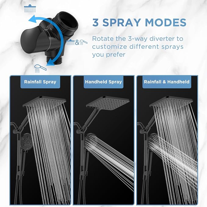 MakeFit Dual Filtered Rain Shower Head Combo, High Pressure Handheld Shower Head - Image 6