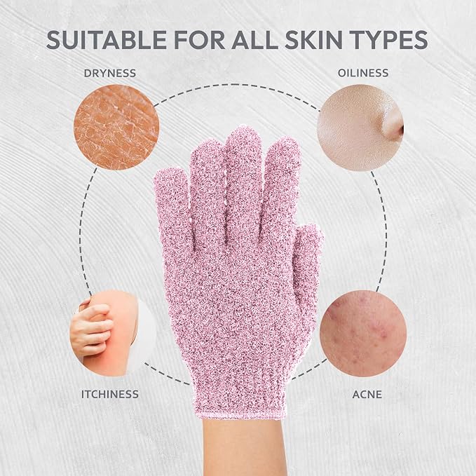 4 Pairs Exfoliating Gloves, 100% Nylon, Dual Texture Body Scrub - Image 6