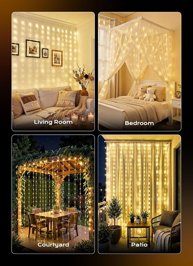 Brightown 180 LED Shower Curtain Lights, 70 Inch Warm White Fairy Lights - Image 7