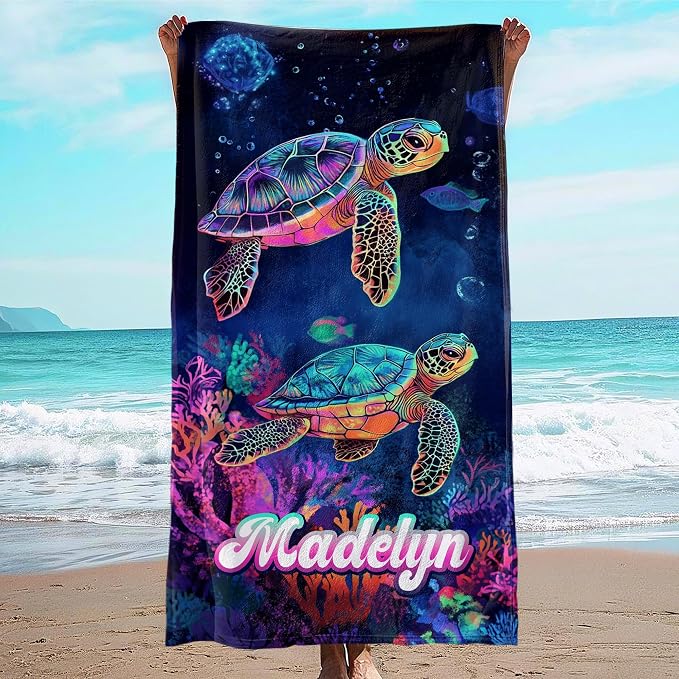 JML Custom Beach Towel with Name, Personalized Microfiber Beach Towel with Name by JML