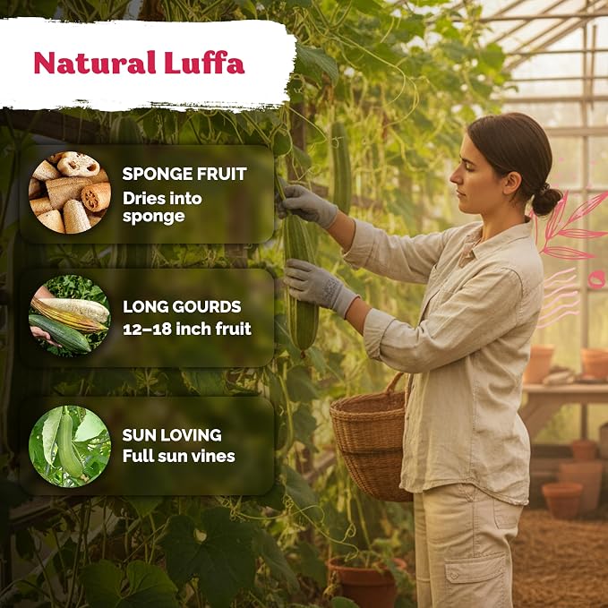 KVITER 40 Luffa Seeds – Loofa, Loofah Sponge Gourd Heirloom Seeds, Ideal Non - Image 5