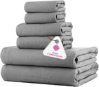 CASA COPENHAGEN Waffle 6Pcs 100% Egyptian Cotton Large Designer Towels Gift by CASACOPENHAGEN