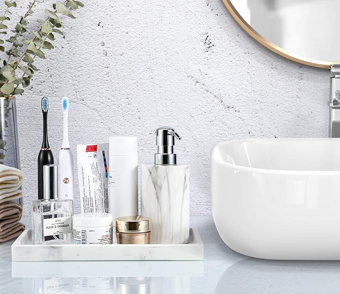 Luxspire Bathroom Vanity Tray, Resin Dresser Jewelry Ring Dish Tank Storage - Image 6