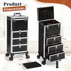 Rolling Makeup Train Case with 3 Drawers, Nail Trolley Cart Salon Station - Image 6