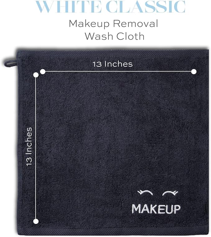 White Classic Bleach Safe Black Makeup Washcloths - Image 2