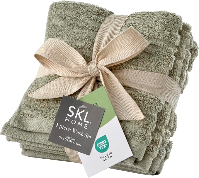 SKL Home CloudSoft Cotton Luxury 4-Piece Washcloth Set by SKLHomebySaturdayKnightLtd