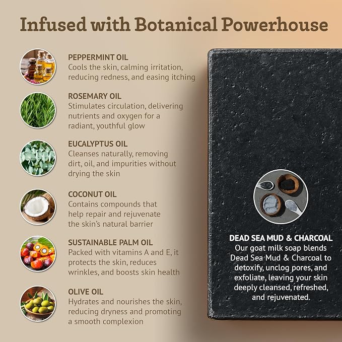 Southern Natural Activated Charcoal Soap Bar Face and Body Soap - Image 2