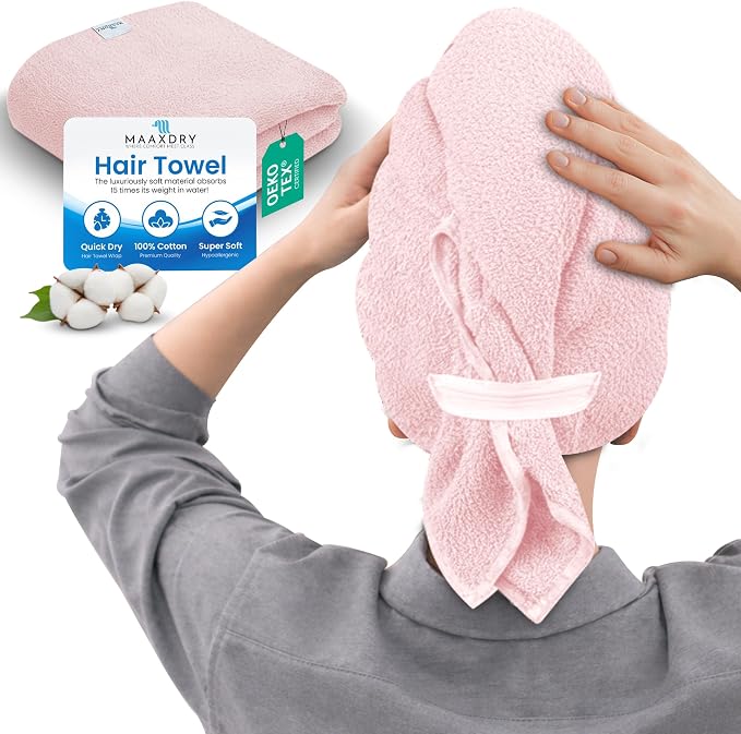 100% Cotton Large Hair Towel Wrap by MAAXDRY