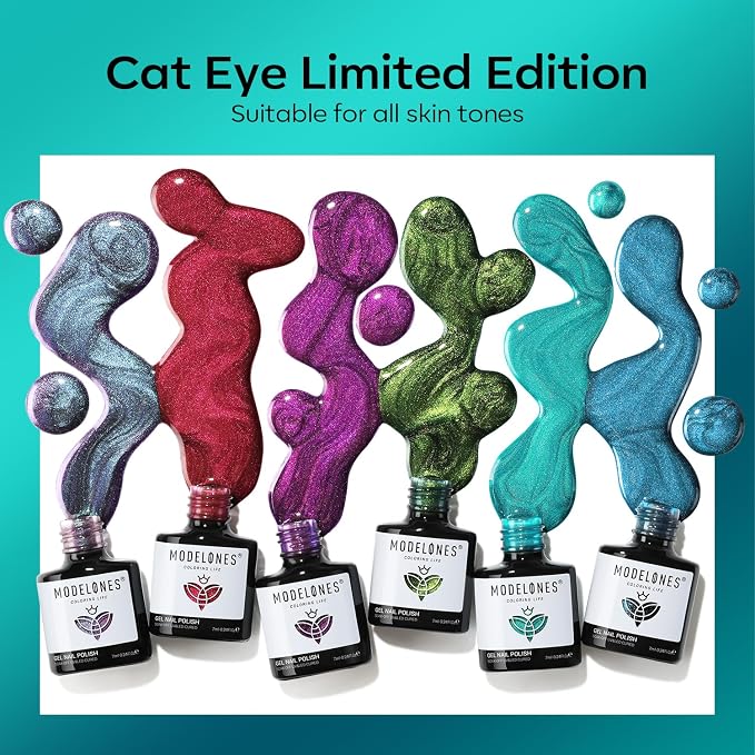 modelones Cat Eye Gel Nail Polish, 6 Colors Glitter Red Green Purple Blue Gel - Image 6