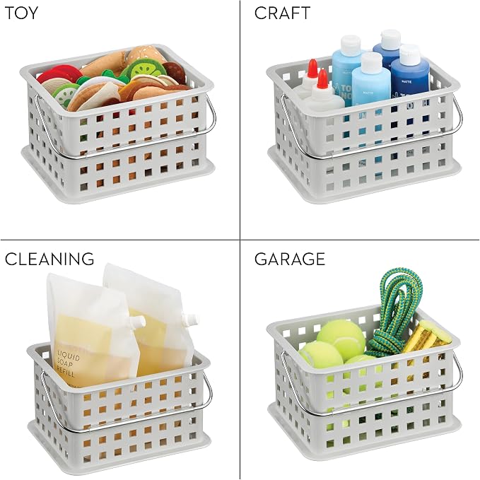 iDesign Plastic Handle-Portable Shower Caddy-Set of 3-Light Gray Basket - Image 7