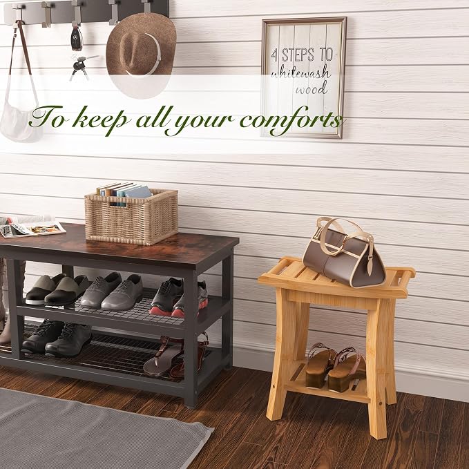 Unibambou Bamboo Shower Bench Inside Shower Stool - Image 7