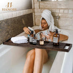 Hanobe Bathtub Tray Bath Caddy: 31" Wooden Tub Shelf - Image 5