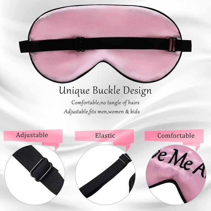Geyoga 4 Pieces Funny Eye Mask for Sleep Soft Satin Blackout Blindfold - Image 4